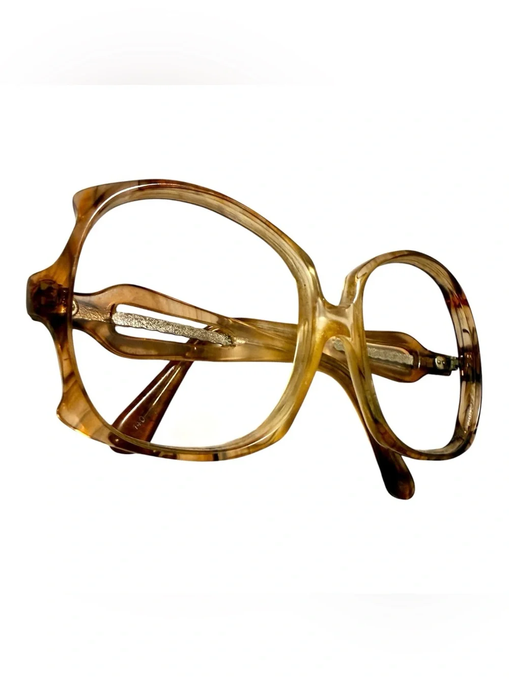1970’s Oversized Tortoiseshell Italian Women's Glasses Frame, Angular Shape